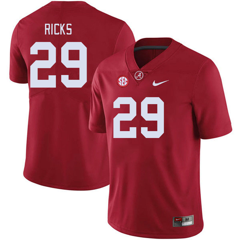 Men #29 Dezz Ricks Alabama Crimson Tide College Footabll Jerseys Stitched-Crimson